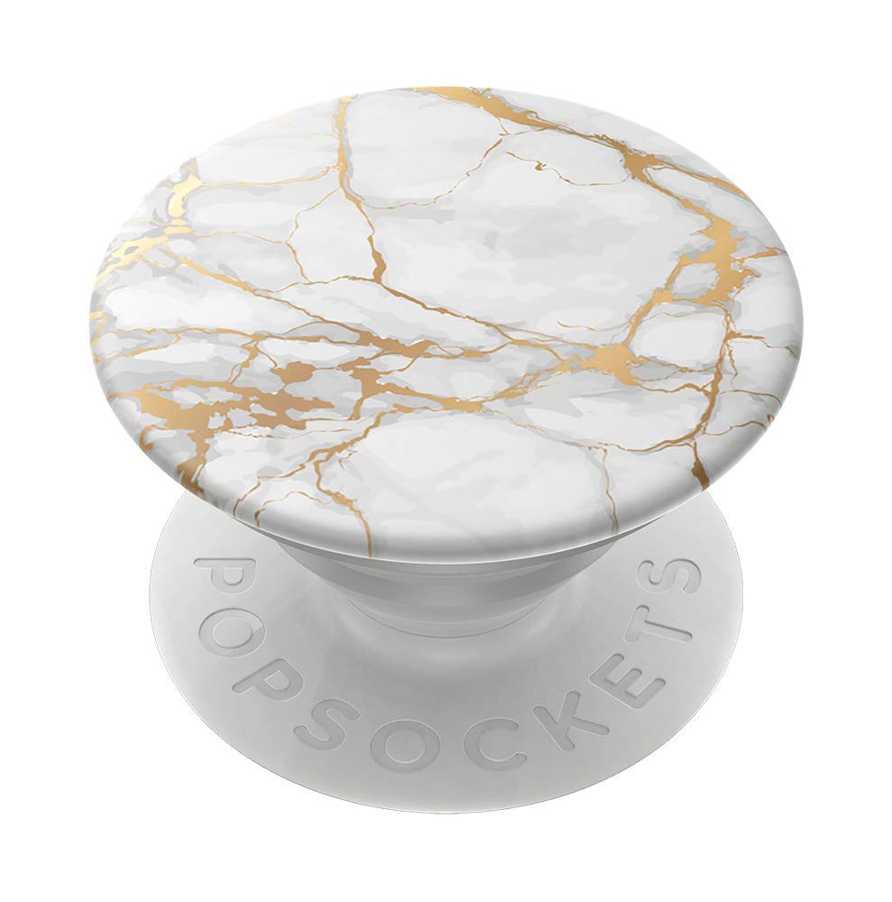 PopSockets Adhesive Phone Grip, Holder, Phone Stand, Gold - Gold Lutz Marble