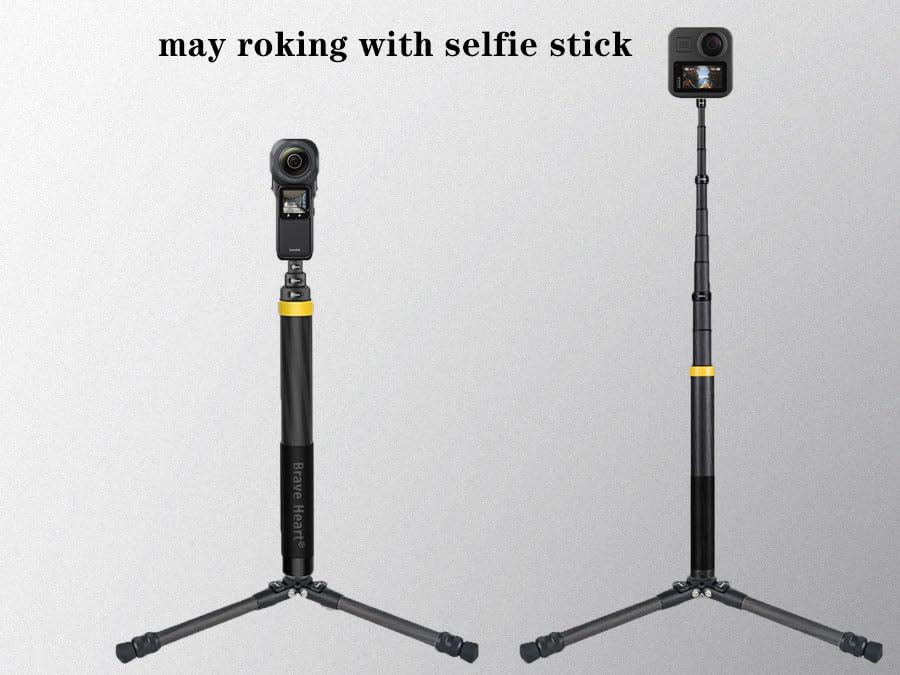 Brave Heart True Carbon Fiber 3model Micro Desktop Mini Tripod for Insta360 Insta 360 X5 X4 X3 X2 R X GO 2 one R RS for DJI OSMO 360 Action Camera