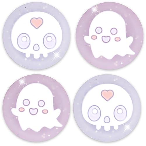 BelugaDesign Ghost Thumb Grips | Big Glitter Halloween Gothic Clear Jelly Joystick Grip Button Caps | Compatible with Sony Play Station PS5 PS4 X Box