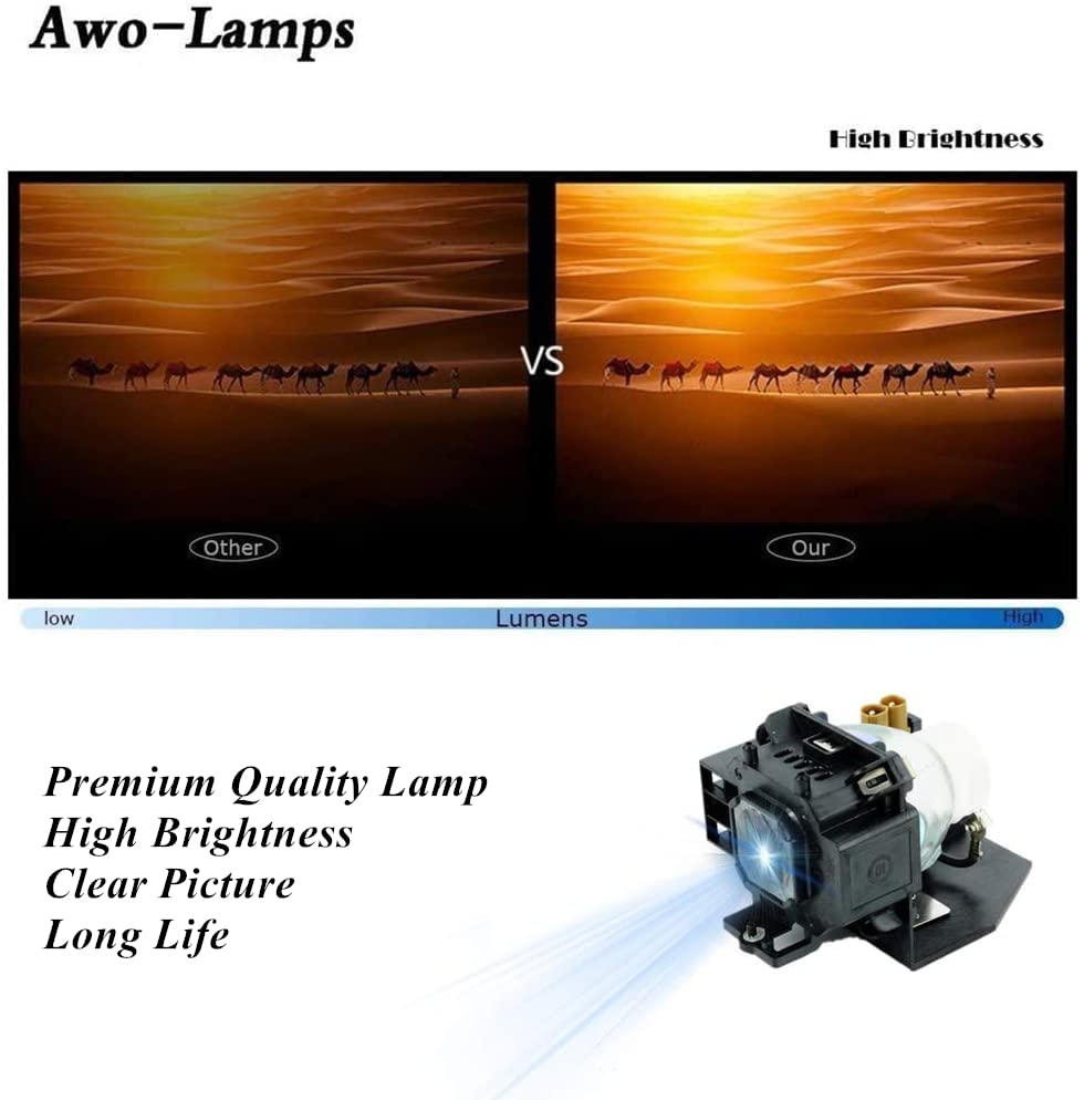 AWO Premium Replacement Lamp NP14LP / LV-LP32 with Housing for NEC NP305,NP310,NP405,NP410,NP510,NP510G for Canon LV-7280,LV-7285,LV-7380