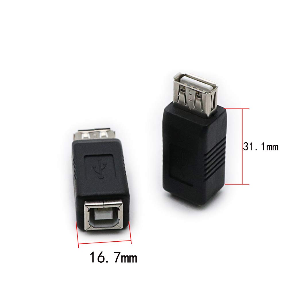 rgzhihuifz 2 Pack USB 2.0 AF/BF Plug Type A Female to Type B Female Adapter Connector Converter Compatible with Laptop Computer Hard Drive Printer…