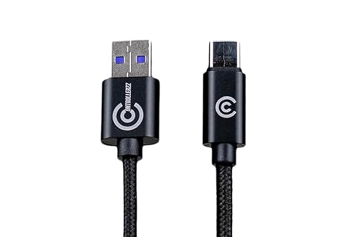 Custom Controllerzz Braided USB-C Cable - 9 Feet / 3 Meters - Connection & Charging Cable for Xbox Series X/S Controllers, PS5 Controllers, Elite