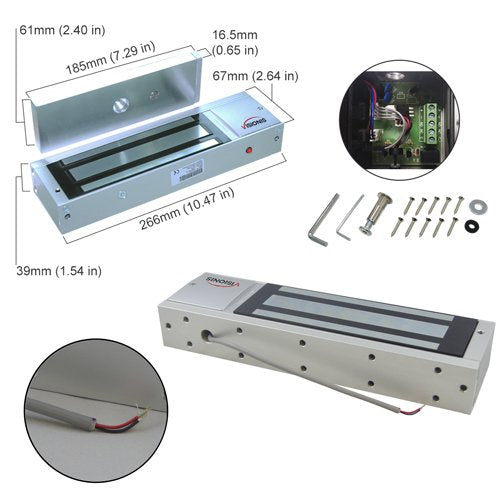 Visionis FPC-5226 1200 lbs Indoor Electromagnetic Lock with 1200 lbs U Bracket for Glass Door