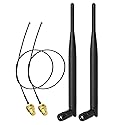 Bingfu Dual Band WiFi 2.4GHz 5GHz 5.8GHz 6dBi RP-SMA Male Antenna & 20cm 8 inch Extension Cable 2-Pack for M.2 NGFF Intel Wireless Network Card WiFi