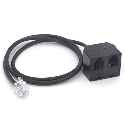 PIIHUSW RJ9 Headset Splitter 4P4C Male to 2 RJ9 Female for Plantronics, Jabra, Hot Desking Office Phones (40cm)