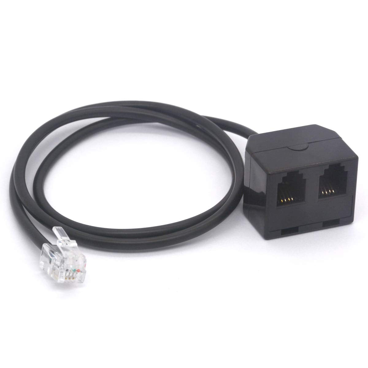 PIIHUSW RJ9 Headset Splitter 4P4C Male to 2 RJ9 Female for Plantronics, Jabra, Hot Desking Office Phones (40cm)
