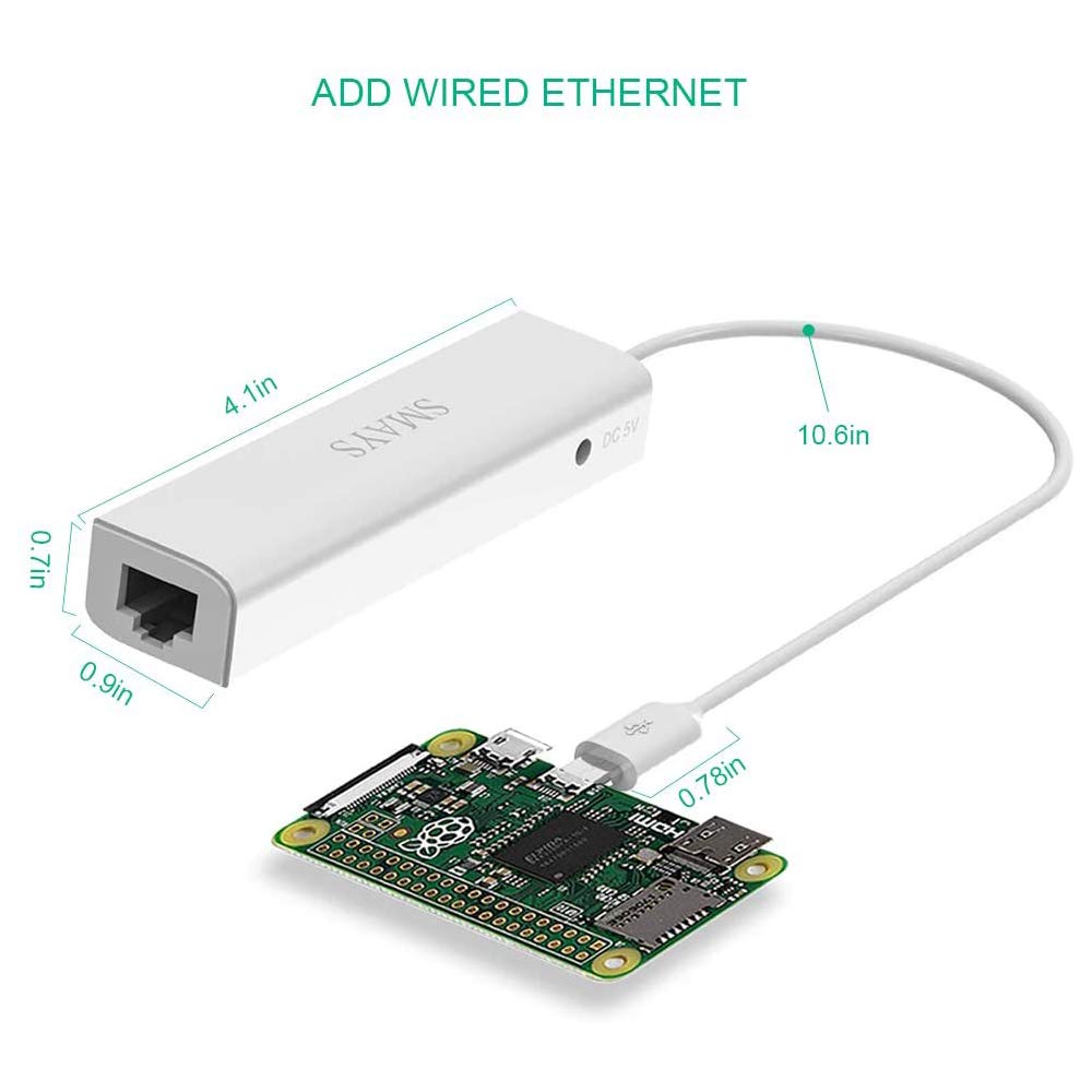Micro USB OTG to Ethernet Adapter with Powered Hub - Compatible with Raspberry Pi Zero, Older Android Devices, and Google Chromecast