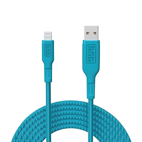 BLACK+DECKER Lightning to USB Cable - Fast Compatible iPhone Lightning Cable - Durable Braided iPhone Charger Cord - for Travel and Daily Use