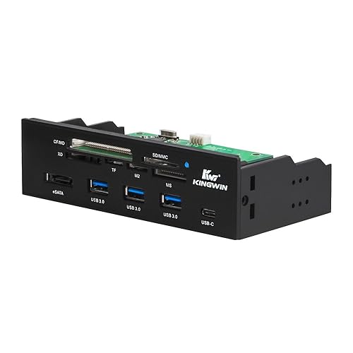 Kingwin Powered USB Hub 3.0 w/ 1 USB-C Port, SD Card Reader & Micro SD Card Reader - Sata Power Port w/Lightning Speed Data Transfer Up to 5Gbps