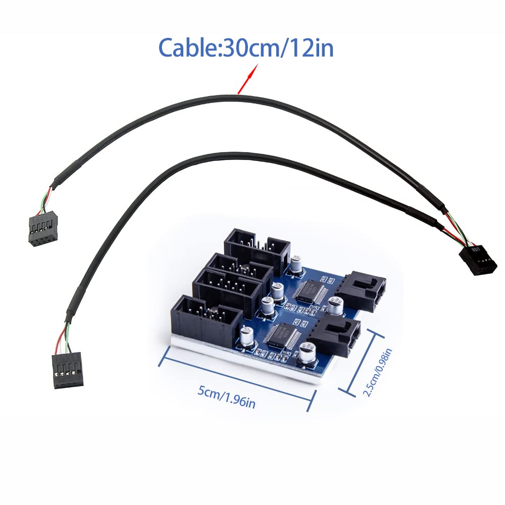 Nest Warehouse 9Pin USB Header Splitter - Male to 4 Female Extension, Motherboard USB 2.0 Adapter, Multiplier