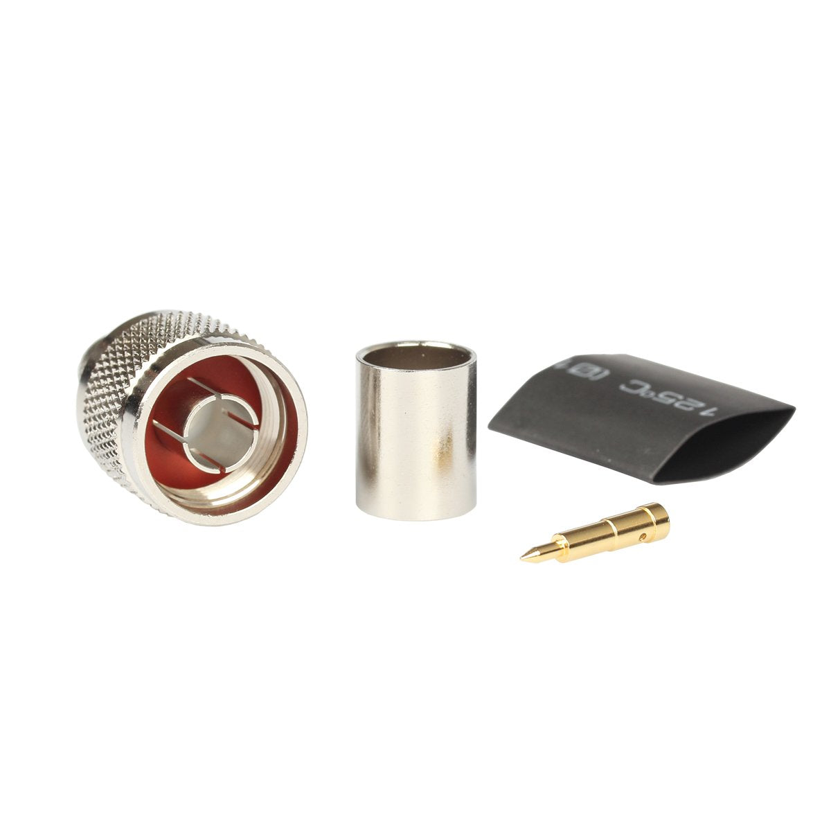 Riotaxy N Male Crimp Connector for LMR400 Belden 9913 RG8 - Nickel Machined Brass Construction - Pack of 2