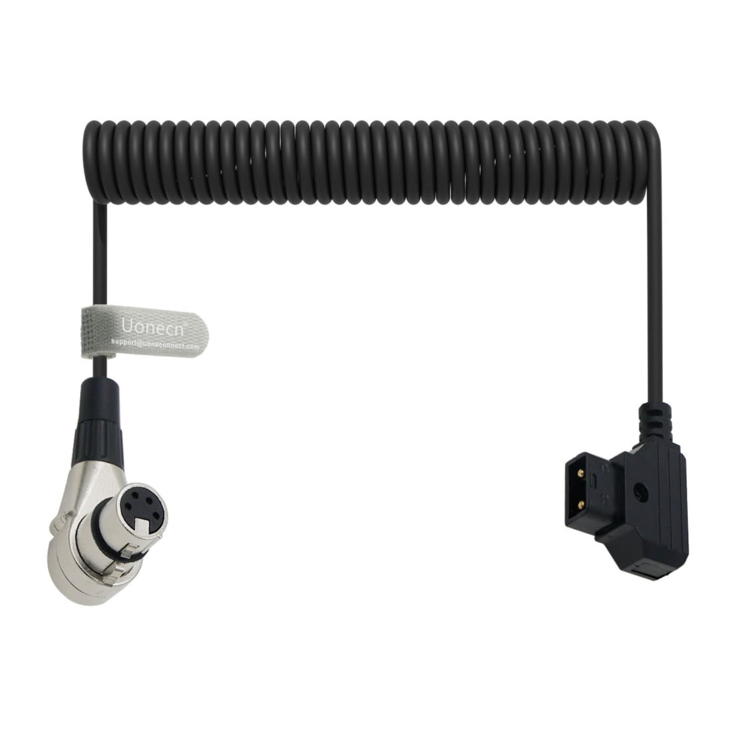 Uonecn for ARRI Alexa Camera Cable Right Angle 90 Degree XLR 4 Pin Female to D-tap Power Spring Cable for Supply Battery Adapter