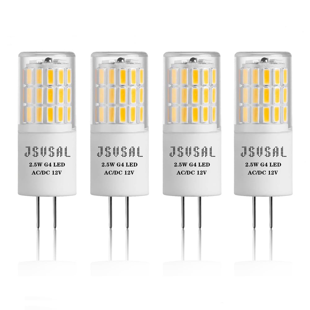 JSVSAL G4 LED Bulb,Soft White 3000K,2.5W 12V, Non-dimmable,4-Pack