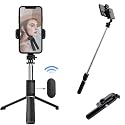 Enkarl Phone Tripod Stand & Selfie Stick Tripod, All in One Cell Phone Tripod, Cellphone Tripod with Wireless Remote and Phone Holder, Portable