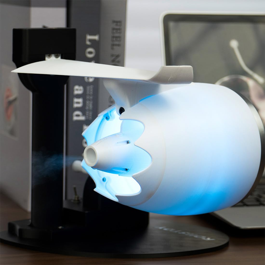 iREOGAME Turbo Jet Fan for Desk, Desktop Turbo Fan with Humidifier and Colorful Light, Engine Shape Office Desk Fan (Rechargeable Version)