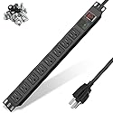 Surge Protector Power Strip 1U Rack Mount PDU,8 Wide-Spaced Outlet Extender, Mountable Heavy-Duty Electric 5.9 ft Extension Cord Strip for Server