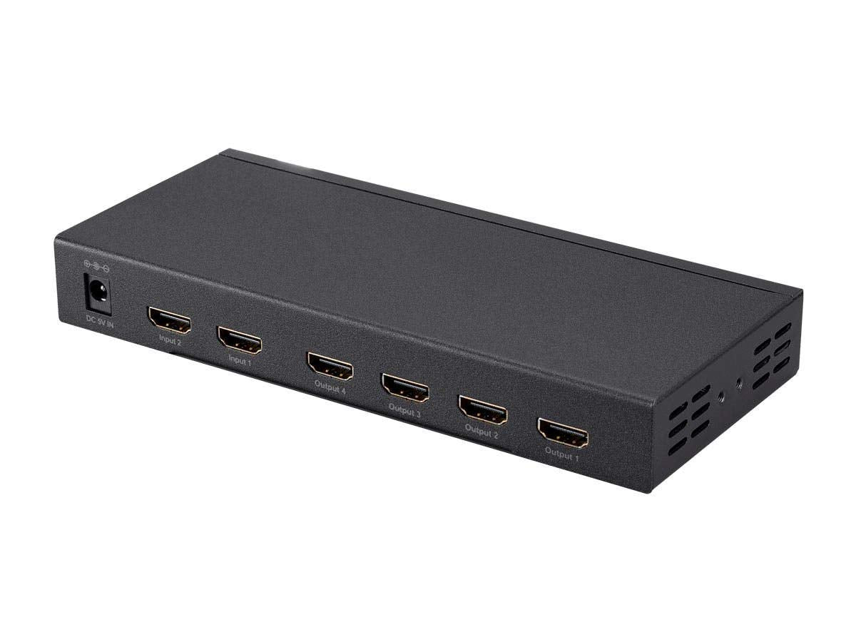 Monoprice Blackbird 4K 2x4 HDMI Splitter and Switch - Dolby Vision and Dolby TrueHD Support, Built in Automatically Adjusting Amplifier, 4K@60Hz, HDCP