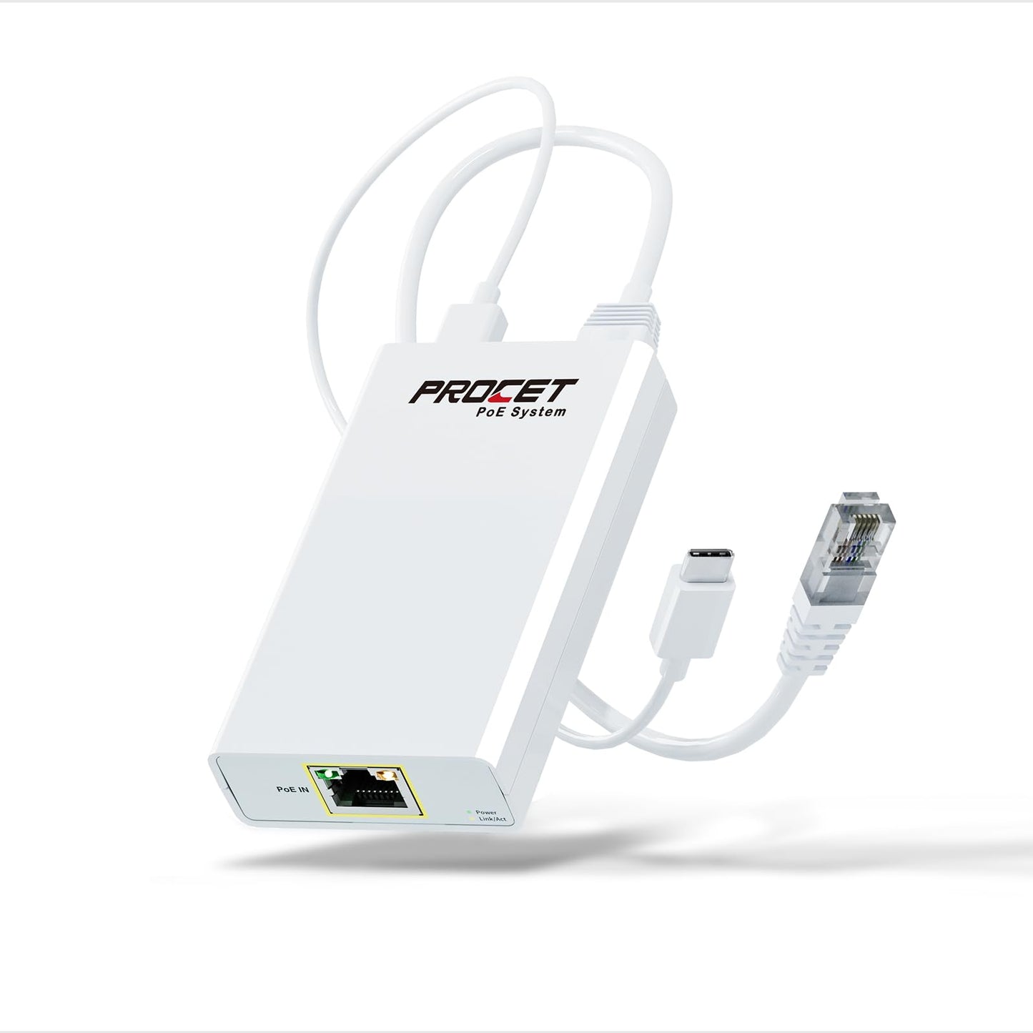 PROCET PoE Splitter 5V 3A for Raspberry Pi 4 Model B, 15W USB-C Gigabit Ethernet Over PoE Power Adapter, IEEE802.3at Compliant 10/100/1000Mbps Power