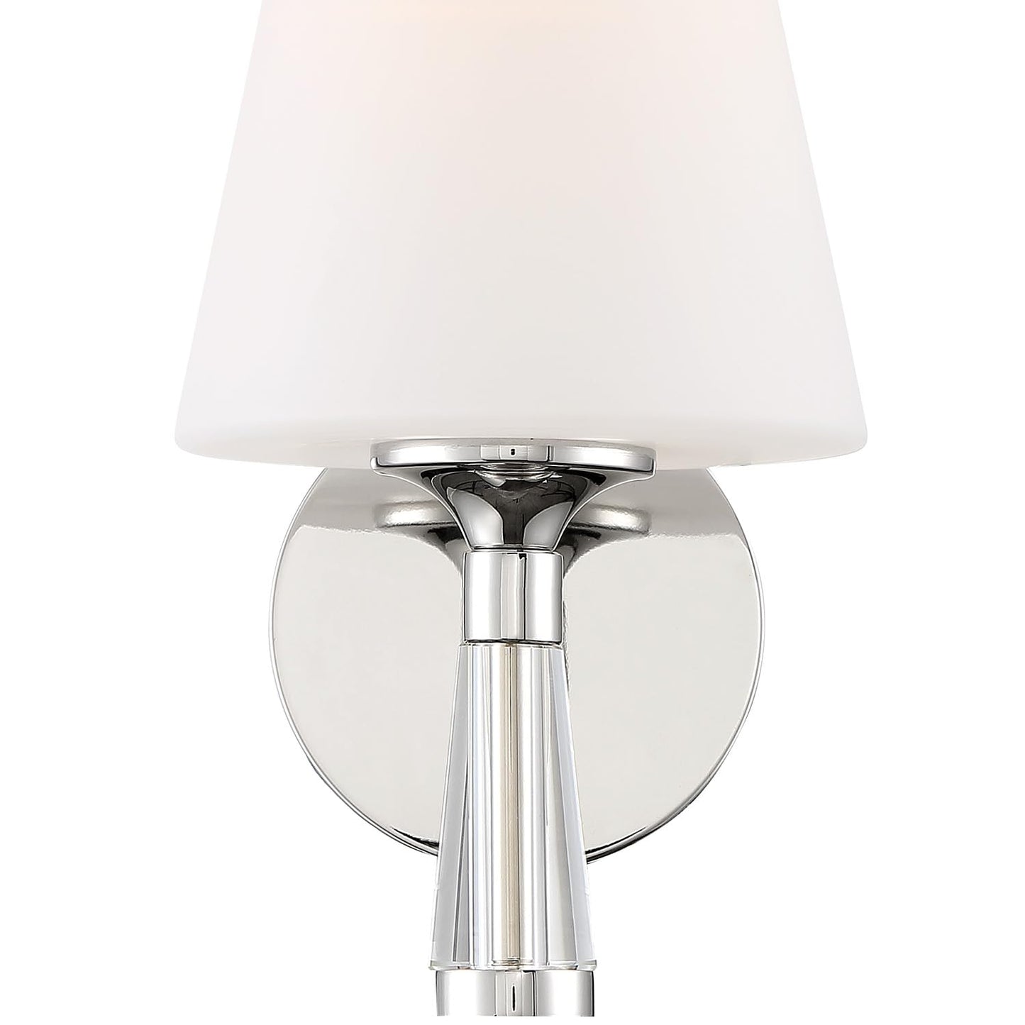 Crystorama Ramsey 1 Light Polished Nickel Sconce with Sconce with Glass Shade