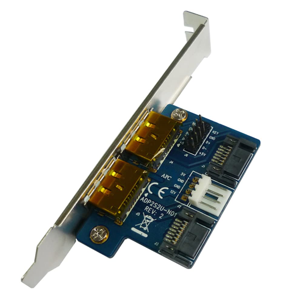 JIUWU Desktop Computer Dual Port SATA to Power eSATA eSATAp 9Pin to USB 2.0 Converter Expansion Rear Bracket Card