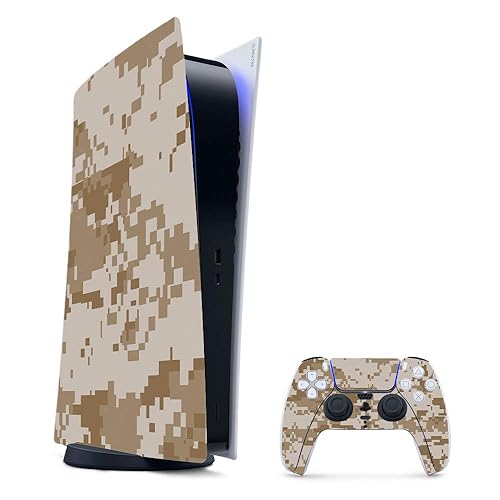 MightySkins Gaming Skin for PS5 / PlayStation 5 Digital Edition Bundle - Desert Camo | Protective Viny wrap | Easy to Apply and Change Styles | Made