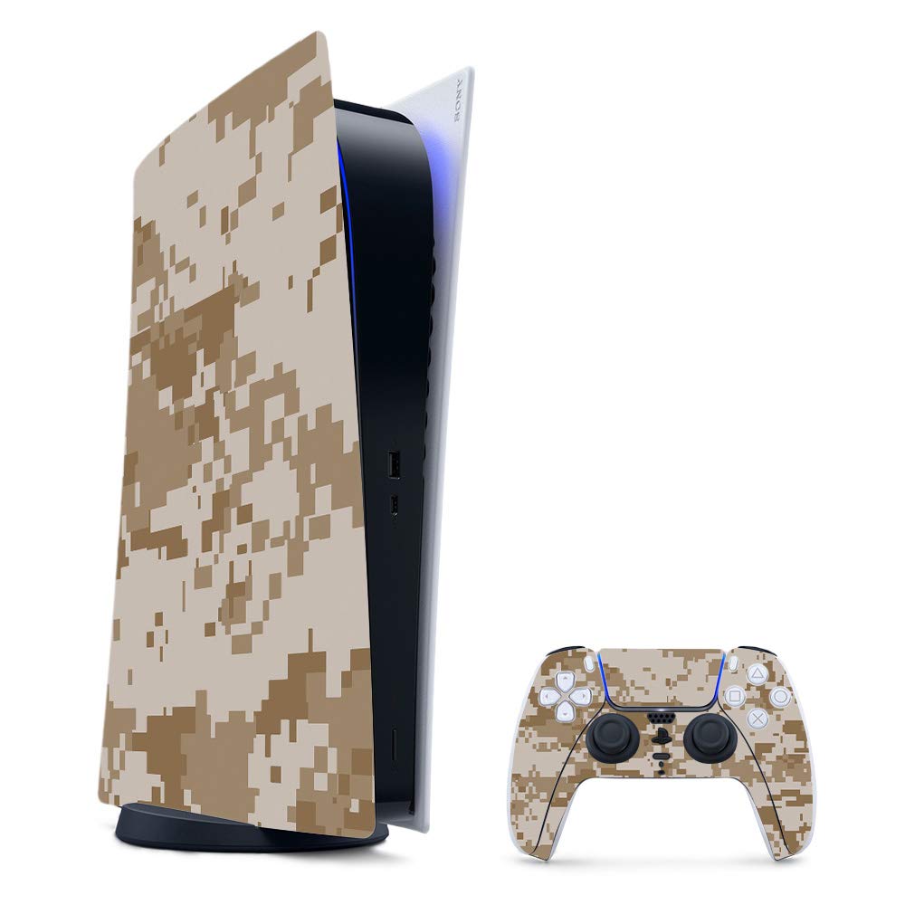 MightySkins Gaming Skin for PS5 / PlayStation 5 Digital Edition Bundle - Desert Camo | Protective Viny wrap | Easy to Apply and Change Styles | Made