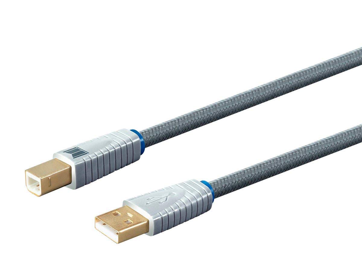 Monolith USB Digital Audio Cable - USB Type-A to USB Type-B, Gold-Plated Connectors, 22AWG, 2 Meter, Gray
