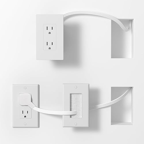 in Wall Cable Management Kit,Recessed Outlet Box for Wall Mount TV, Outlet Relocation Kit for Relocating Unreachable Electrical Outlets,2 AC
