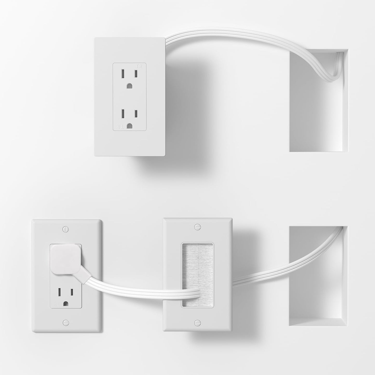 in Wall Cable Management Kit,Recessed Outlet Box for Wall Mount TV, Outlet Relocation Kit for Relocating Unreachable Electrical Outlets,2 AC