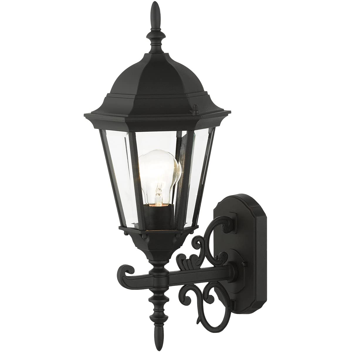 Livex Lighting 7556-14 Outdoor Wall Lantern with Clear Beveled Glass Shades, 20" x 8" x 20", Black