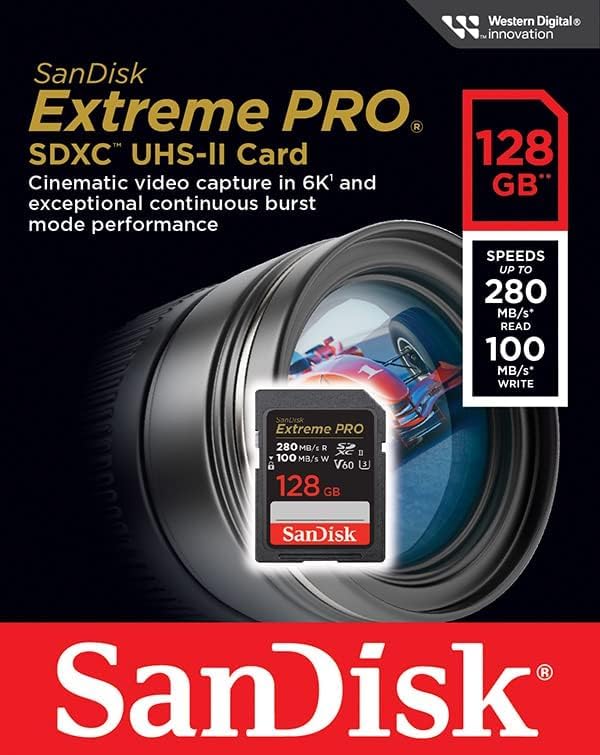 SanDisk SDXC Memory Card 128GB UHS-II Extreme Pro V60 for Photo and Video (SDSDXEP-128G-GN4IN) Bundle with 1 Everything But Stromboli Micro & SD Card