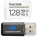 SanDisk High Endurance 128GB TF Card MicroSDXC Memory Card for Dash Cams & Home Security System Video Cameras (SDSQQNR-128G-GN6IA) Class 10 Bundle