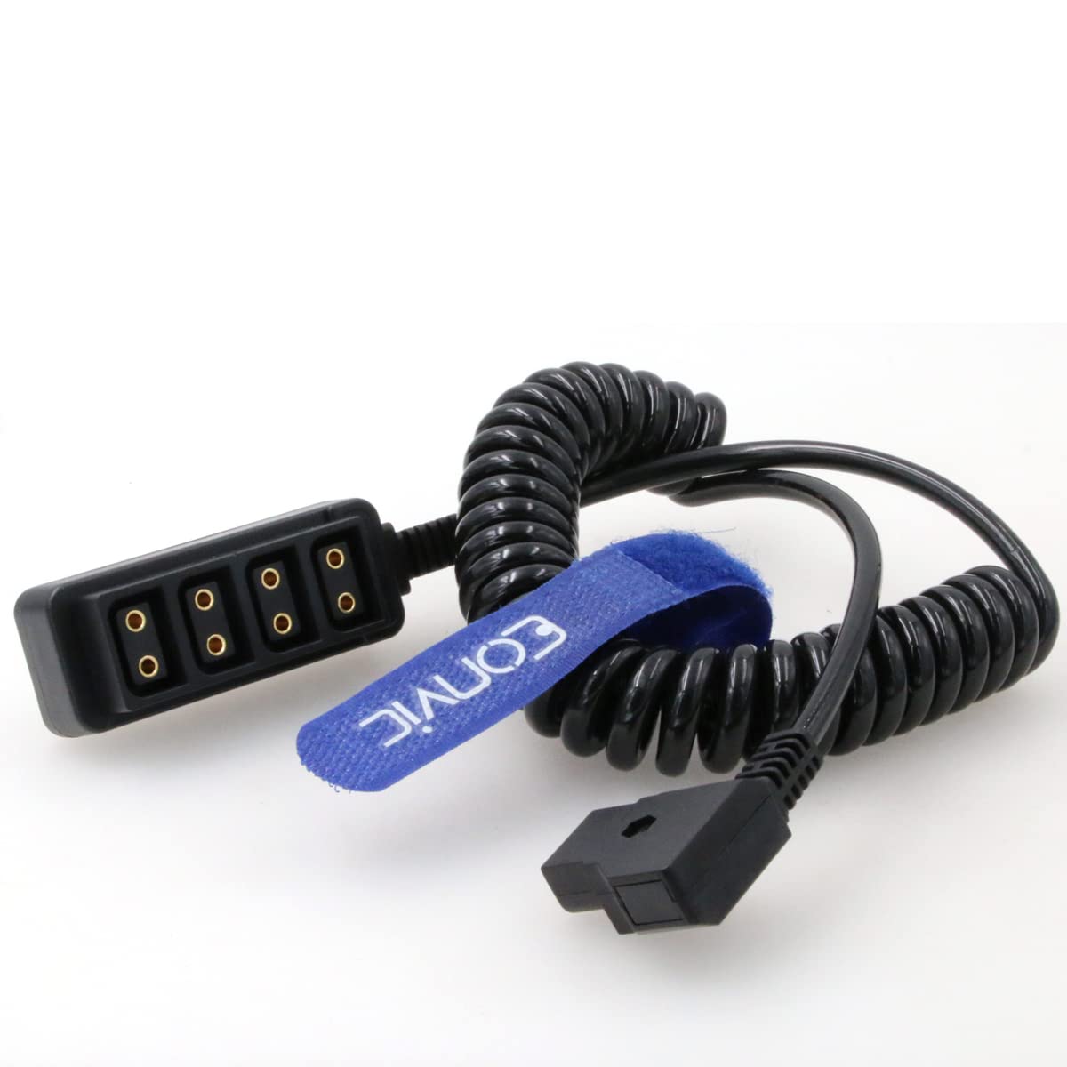 Eonvic Male D-tap to 4-Port Female D-Tap P-Tap Hub Adapter Splitter Power Cable for ARRI RED Cameras (Coiled Cable)