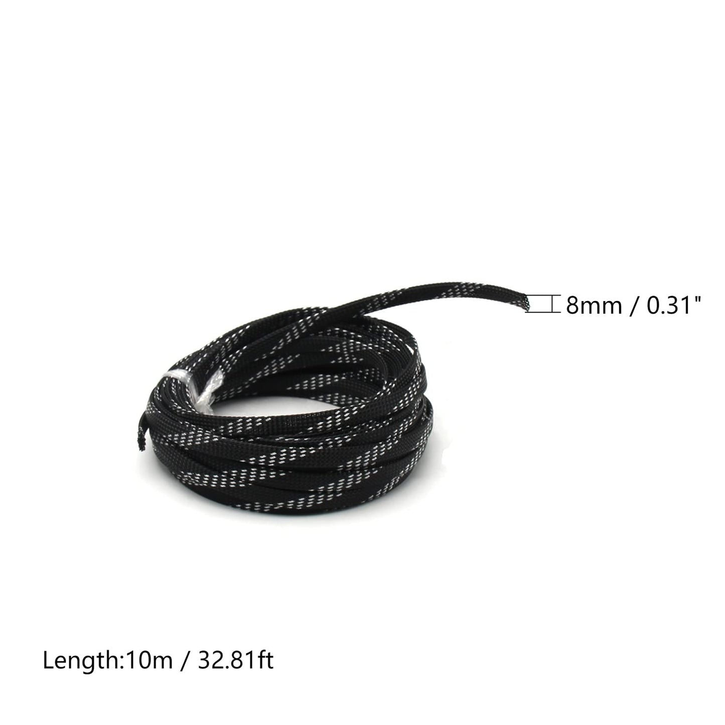 Othmro 10m/32.8ft PET Flexible Expandable Braided Cable Sleeve 0.31inch Width Wire Loom Sleeving and Organizer Flexible Wire Mesh Sleeve for TV Audio