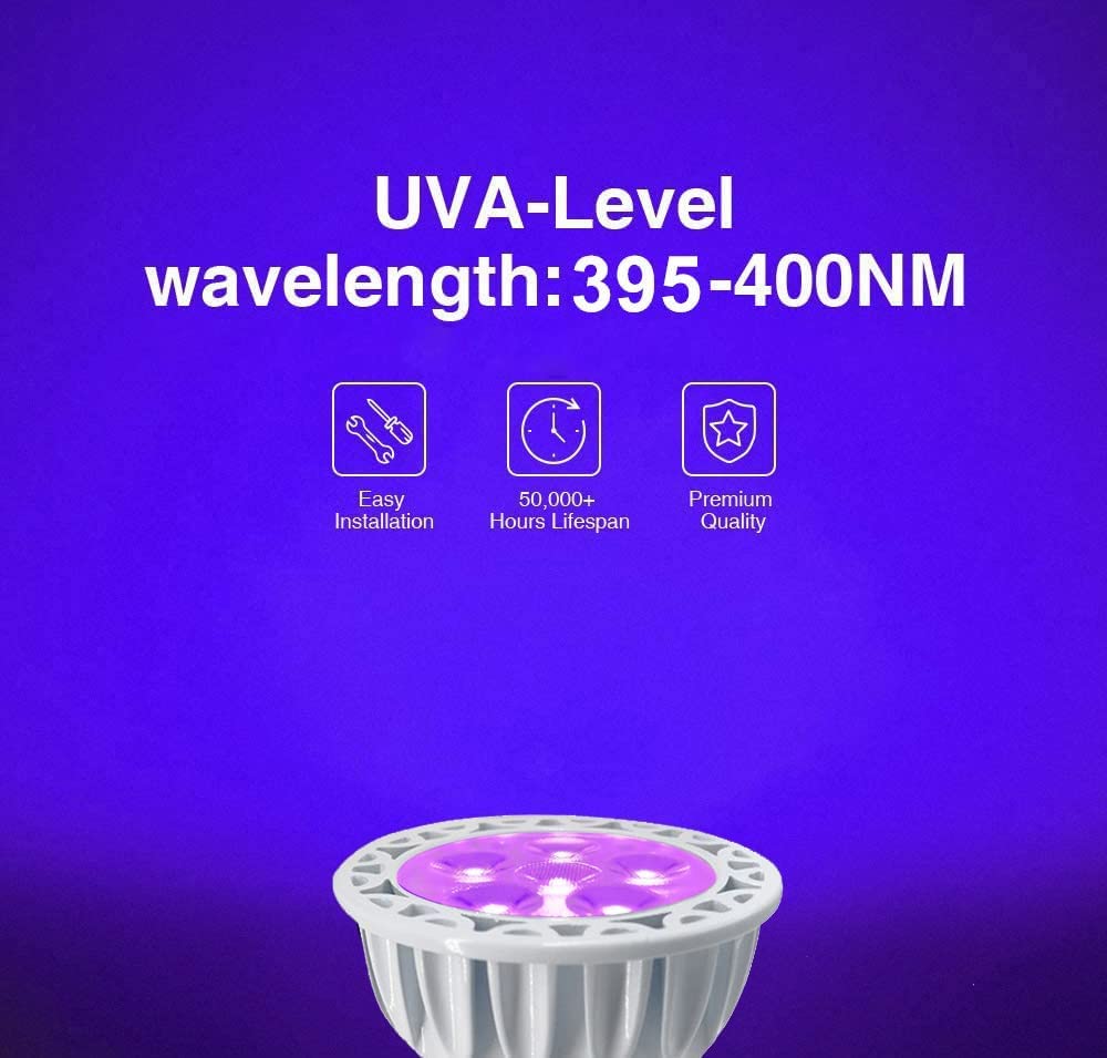 JSVSAL LED Black Light Bulb,MR16 GU5.3 Base,6W12V,Dimmable,2-Pack