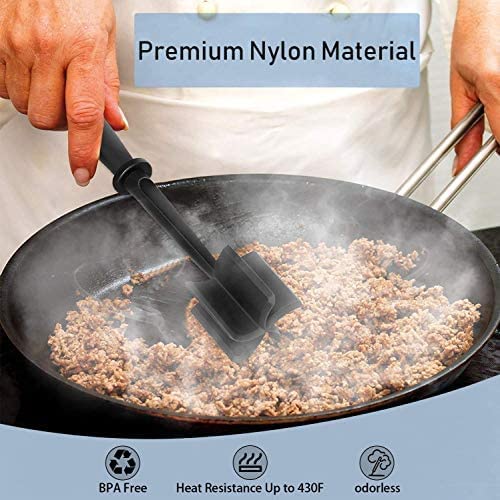 5-Blade Meat Chopper โ Heat-Resistant Nylon Masher for Ground Beef, Turkey, Hamburger & More, Non-Scratch Kitchen Utensil