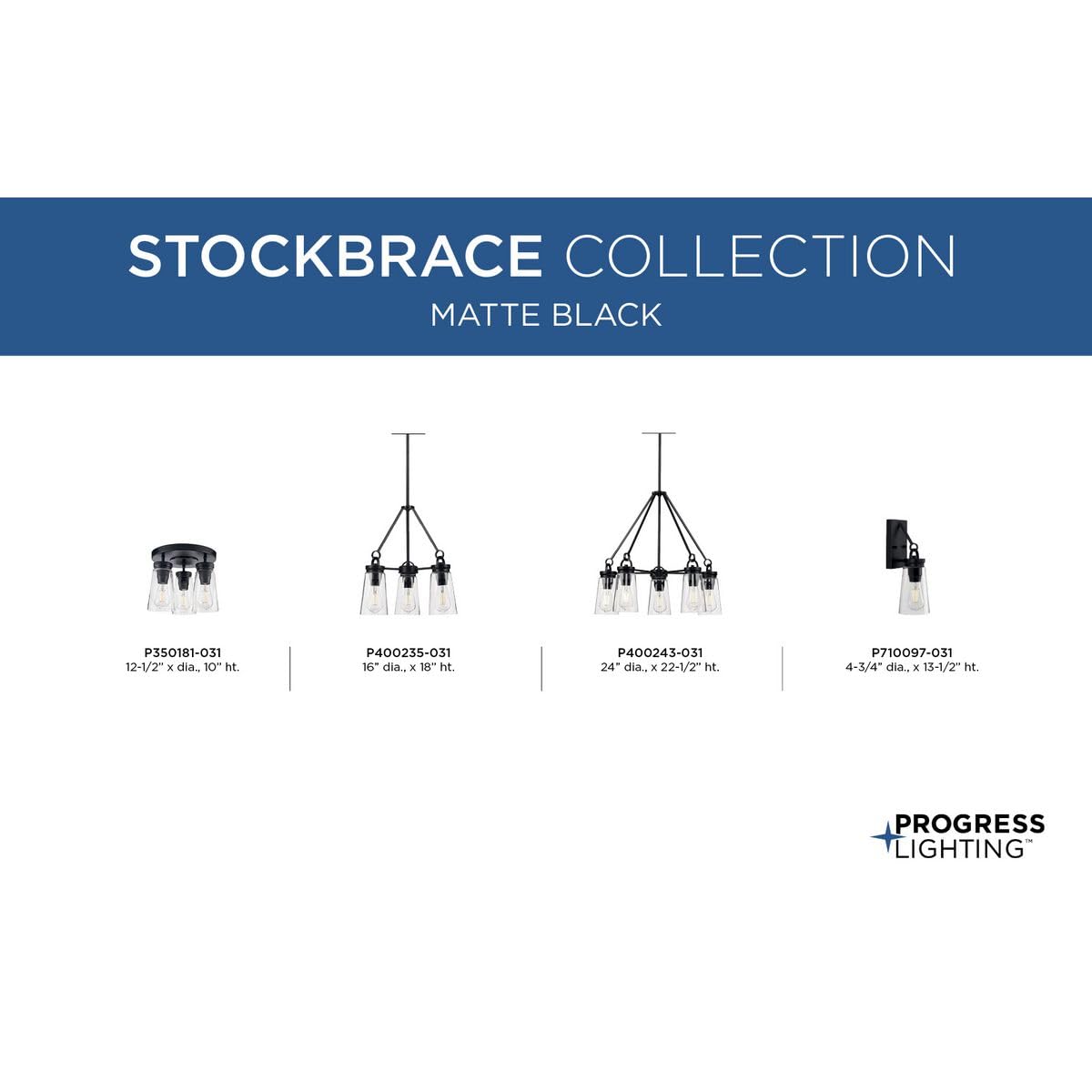 Progress Lighting P710097-031 Transitional One Light Wall Bracket from Stockbrace Collection in Black Finish,Matte Black, 13.50x4.75x5.50