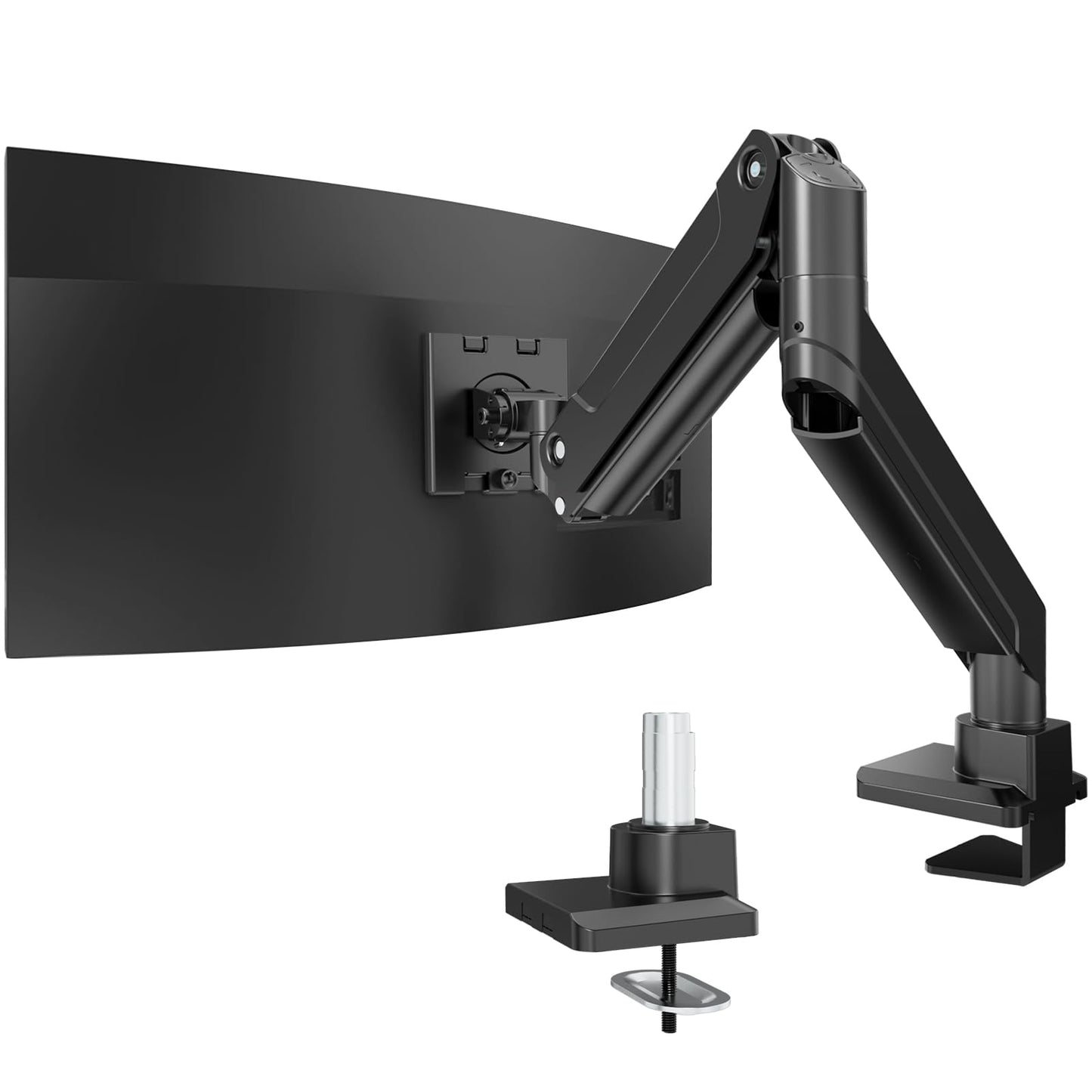 Heavy Duty Monitor Arm for Ultrawide Screens up to 49 inch and 39.6lbs, Premium Aluminum Single Desk Mount Stand with Gas Spring, VESA 75x75/100x100