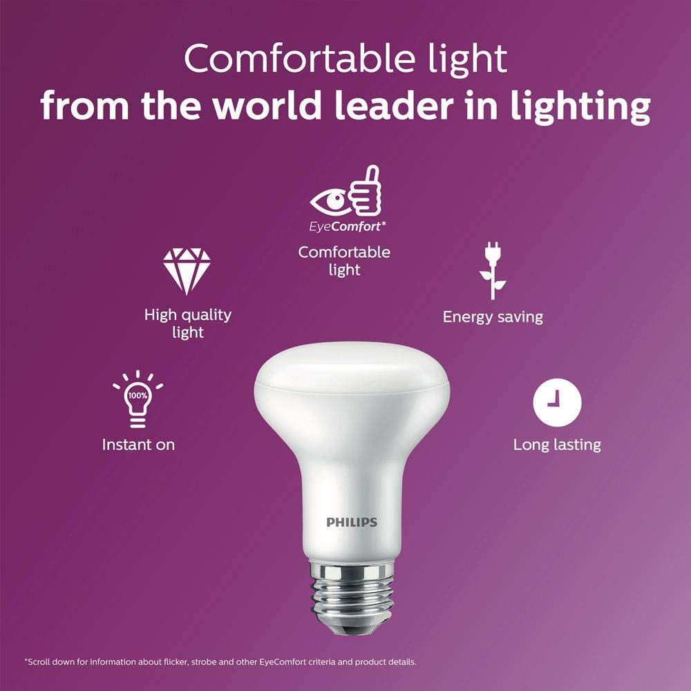 Philips 456995 45W Equivalent Soft White R20 Dimmable with Warm Glow Light Effect LED Light Bulb 4 Pack