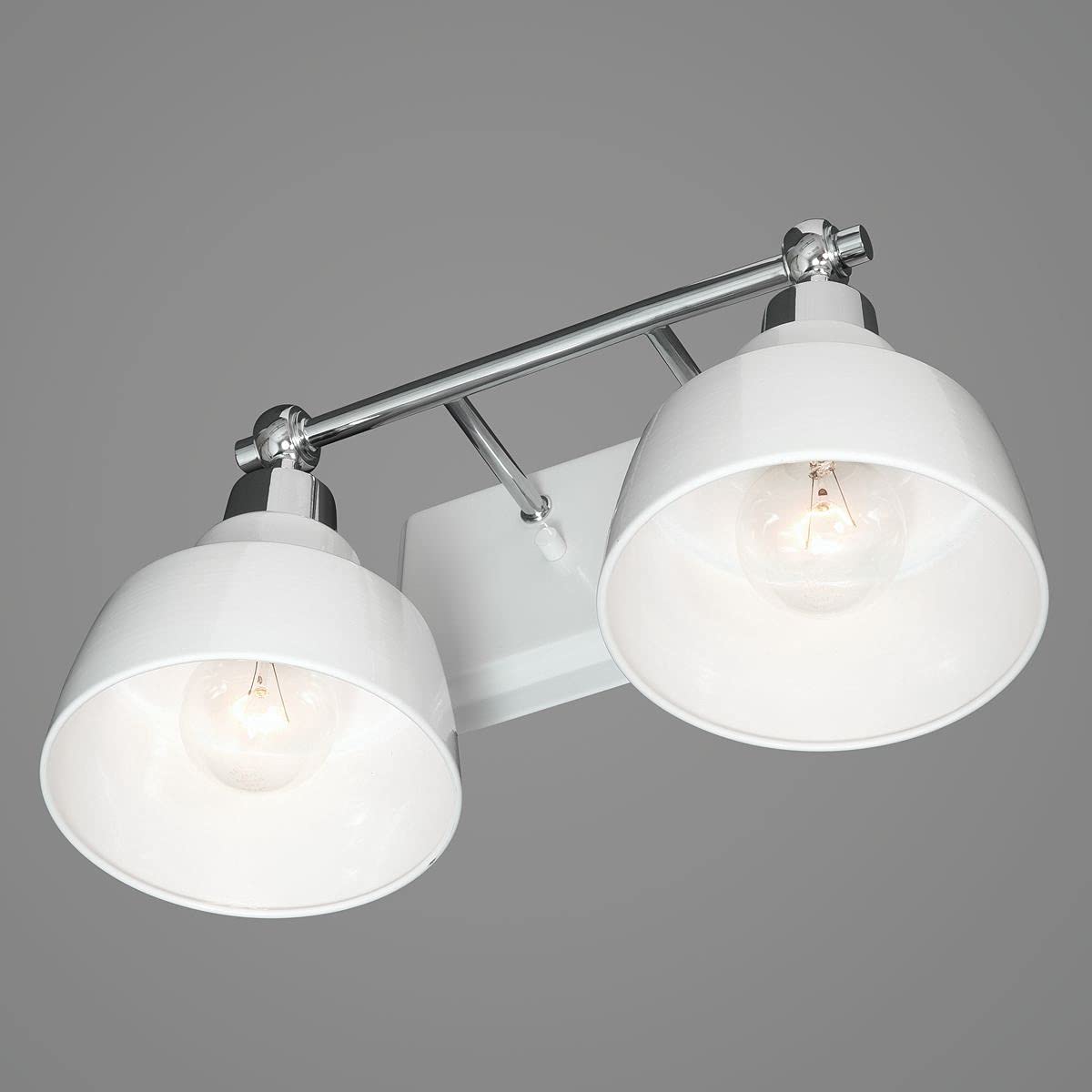 Progress Lighting Bramlett Collection 2-Light White Metal Shade Coastal Bath Vanity Light Polished Chrome
