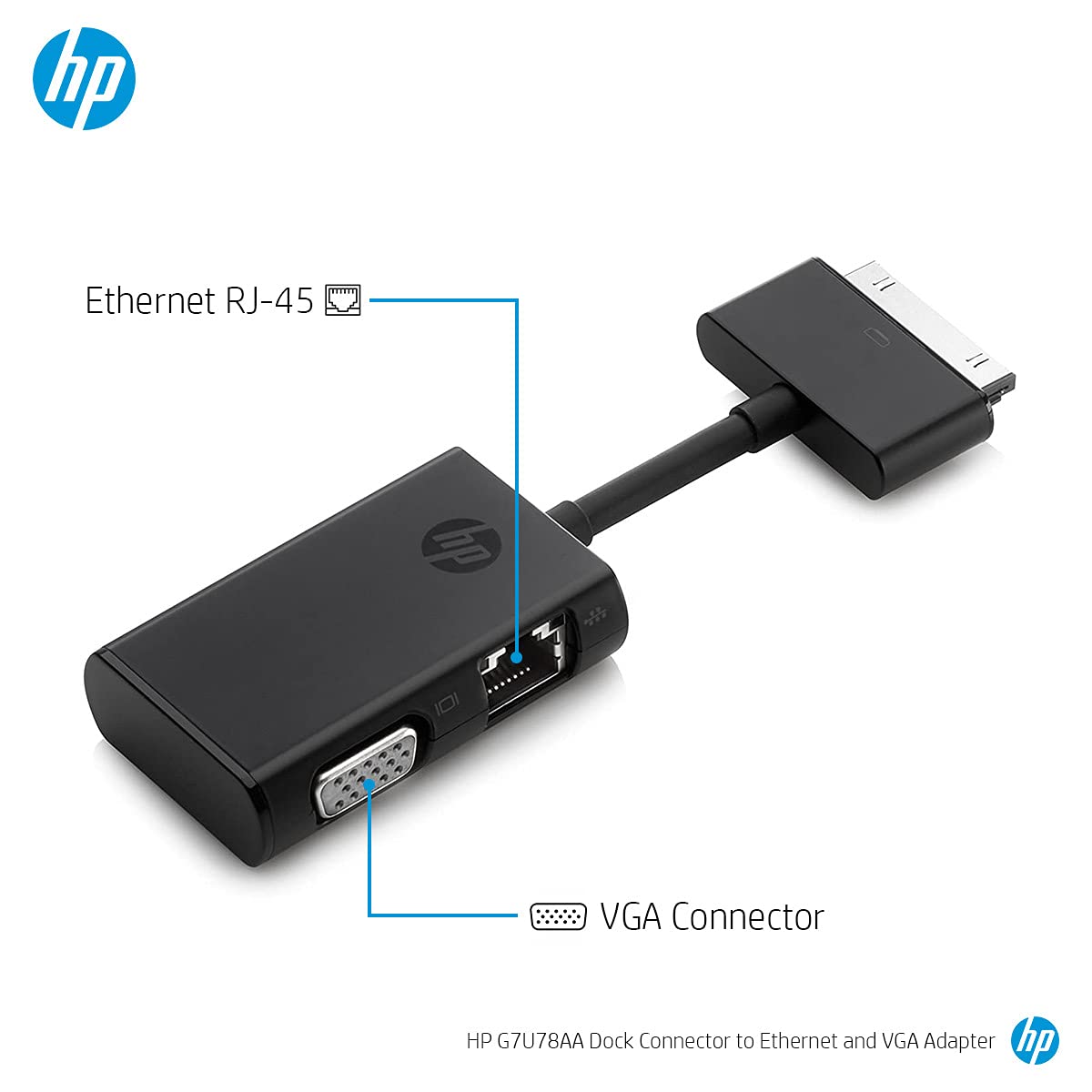 HP Dock Connector to Ethernet & VGA Adapter G7U78AA