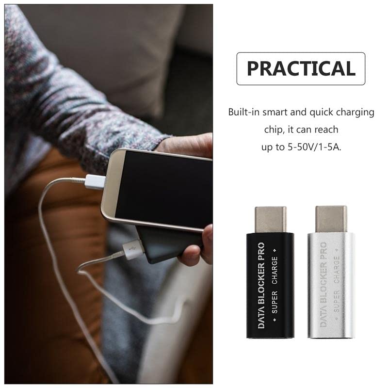 Meenova USB C Data Blocker Pro, USB-C Female to Male Adapter with Smart Chip Security to Protect Against Juice Jacking, Grey