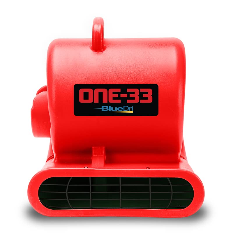 BlueDri One-33 Air Mover, 1/3 HP 2900 CFM Industrial Water Damage Flood Restoration Carpet and Floor Drying Blower Fan (Red)