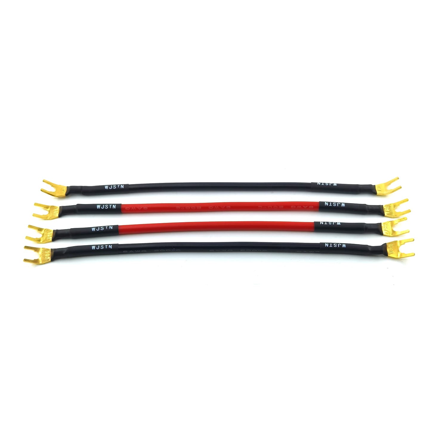 WJSTN Fork Spade Plug to Spade Plug Speaker Jumper Cable?8AWG Y Plug to Y Plug Cable, for DIY Home Theater, Speaker etc 8in/4-Pack