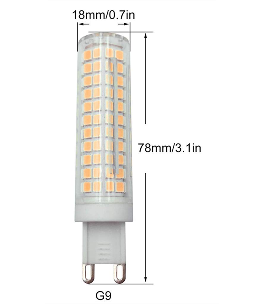 K JINGKELAI G9 LED Bulbs Dimmable 10W(Equivalent to 100W Halogen) 110V Warm White 3000K LED Corn Lights JCD T4 G9 Bin-pin Base,Dimmable,136 LED 2835