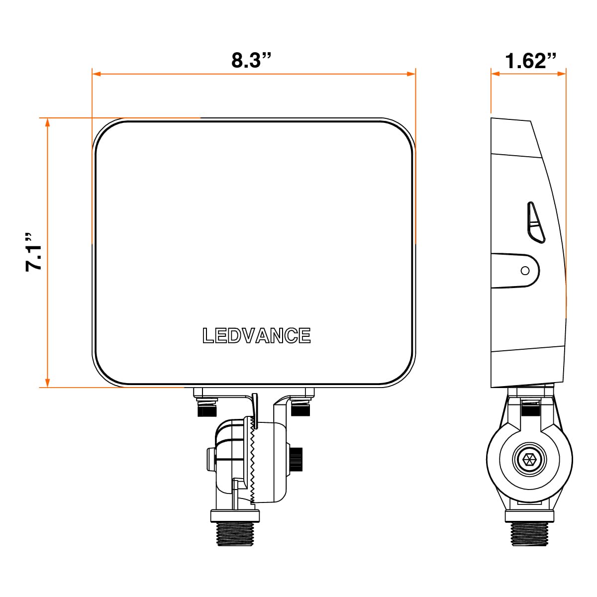 LEDVANCE Dual Selectable Flood LED Light, 35/45/60W, 3 CCT Select 3000/4000/5000K, Dimmable, 5250/6750/9000 LMS, Photocell - 1 Pack (63861)