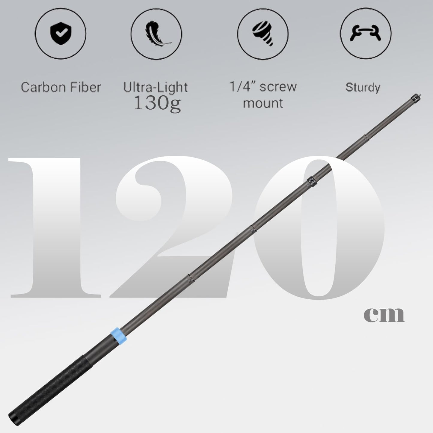 Kezhi 26cm to 1.2m Selfie Stick Carbon Fiber Selfie Stick for insta360 x5 x4 Insta 360 x5 x4 x3 x2 x one r RS for DJI OSMO 360 Camera Accessories