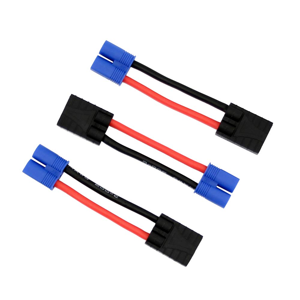 3pcs Compatible with TRX Female to EC3 Male Connector Adapter with 14awg 5cm/2inch Wire(BDHI-07)