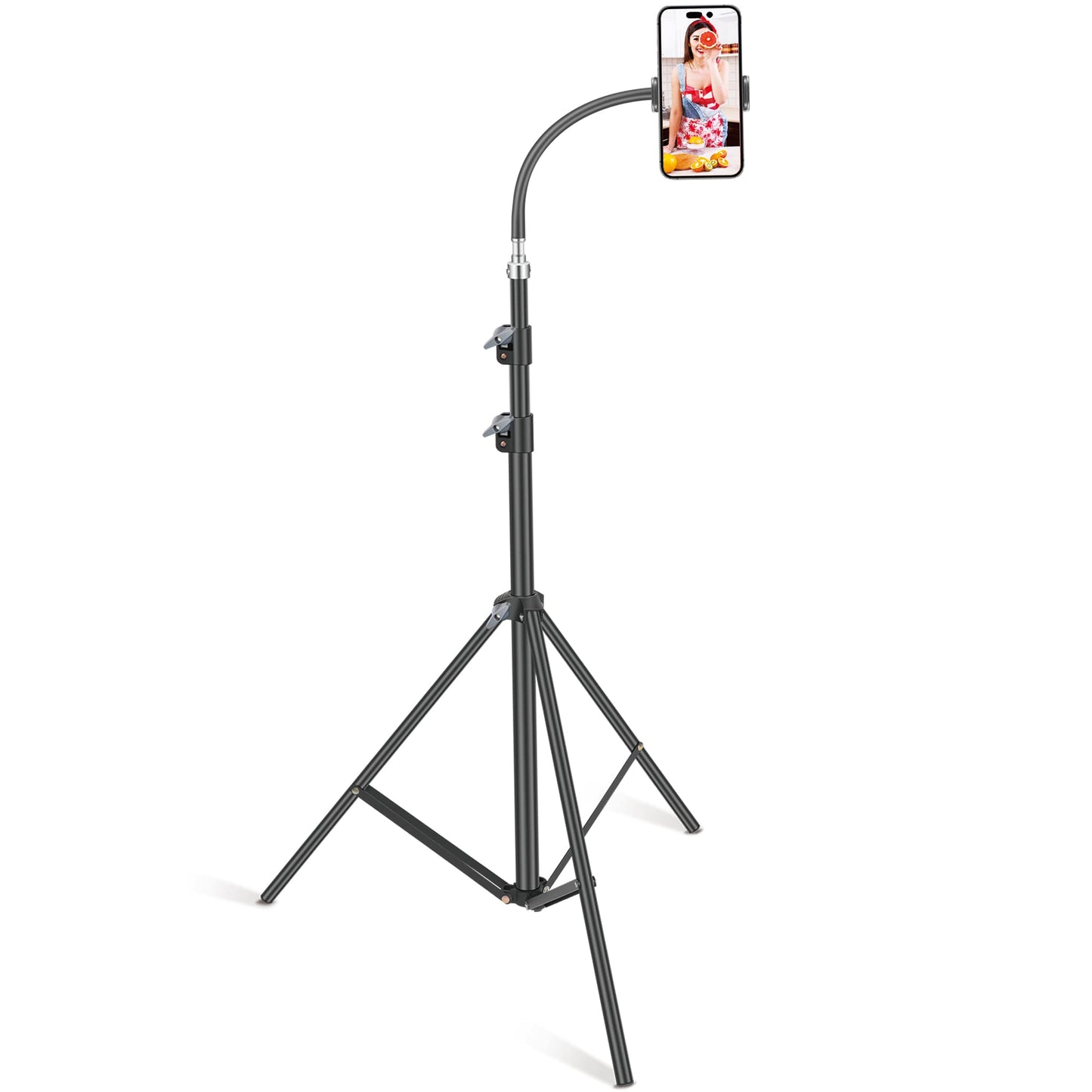 HAITENT Floor Tripod Stand, 7.2 Feet Retractable Adjustable Gooseneck Tall Tripod for iPhone 12 Pro Max, iPhone 11 Pro Max, iPhone Xs Max, with Smart