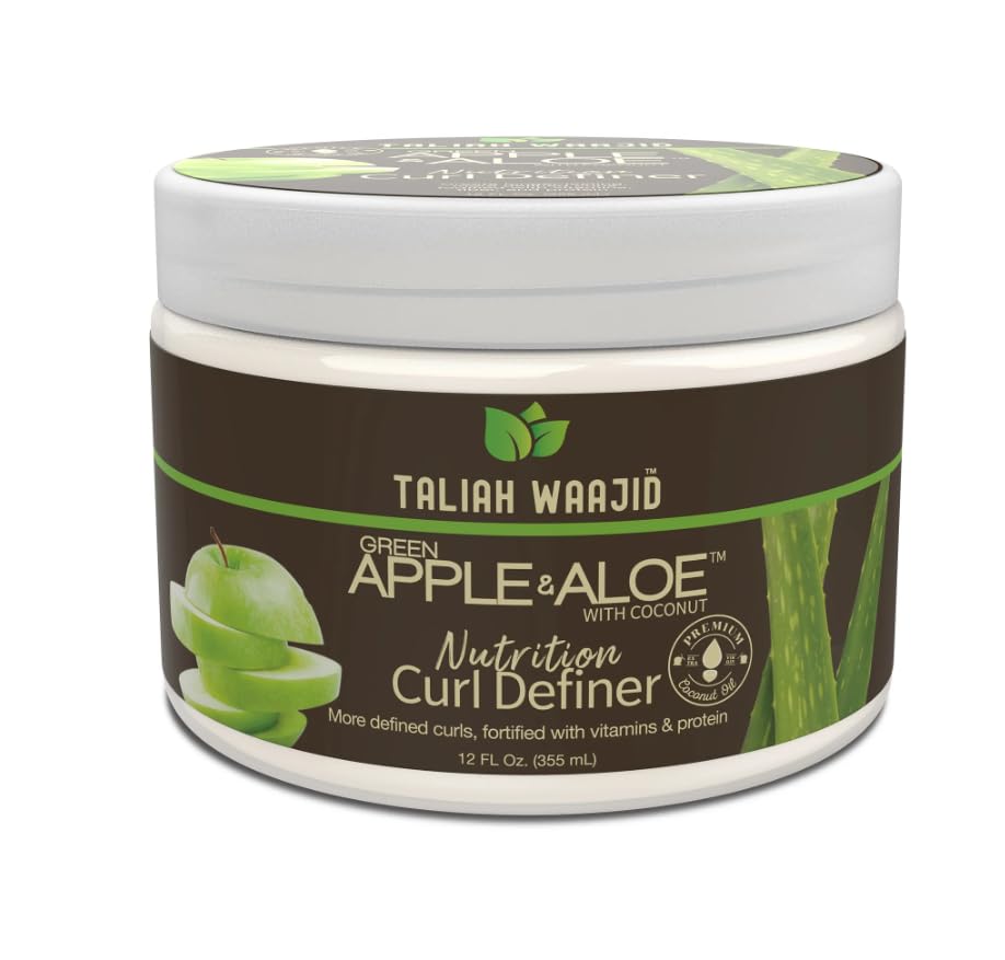 Taliah Waajid Green Apple & Aloe Curl Definer โ pH Balanced, Strengthening, Curl Enhancing Cream with Coconut Oil โ Paraben Free, 12oz (T124)